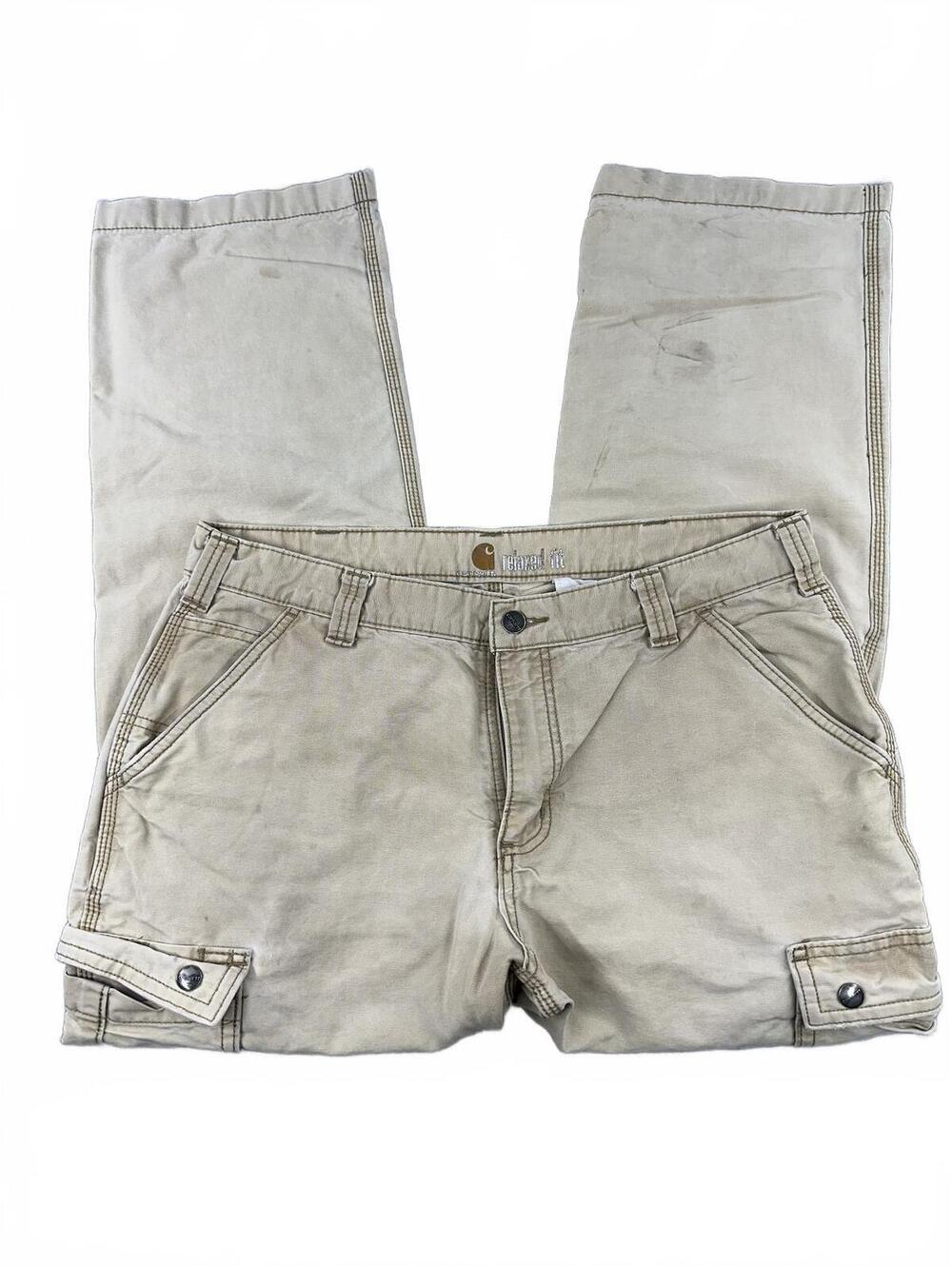 Carhartt Relaxed Fit Cargo Pants Cream Tan Rugged Utility Work